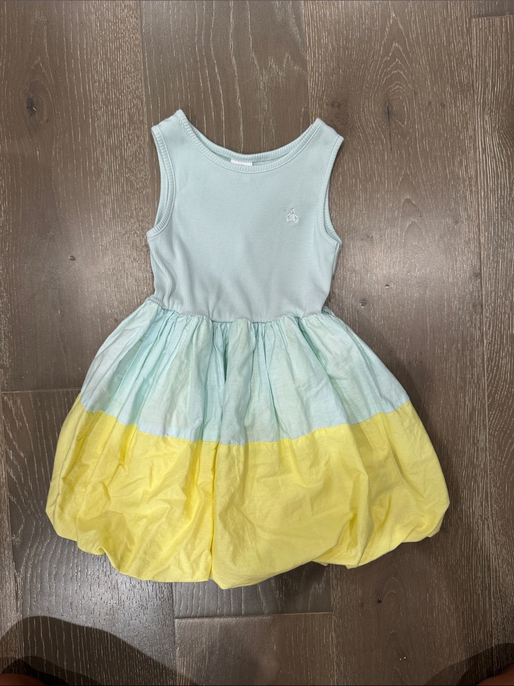 Gap Kids Sleeveless Aqua and Yellow Colorblock Kids Dress - 3T
